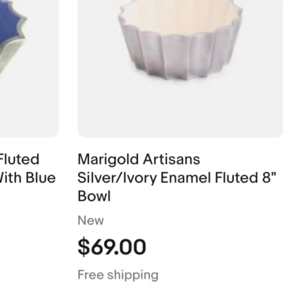 NEW NEW Marigold Artisans Silver and White Enamel Fluted Bowl